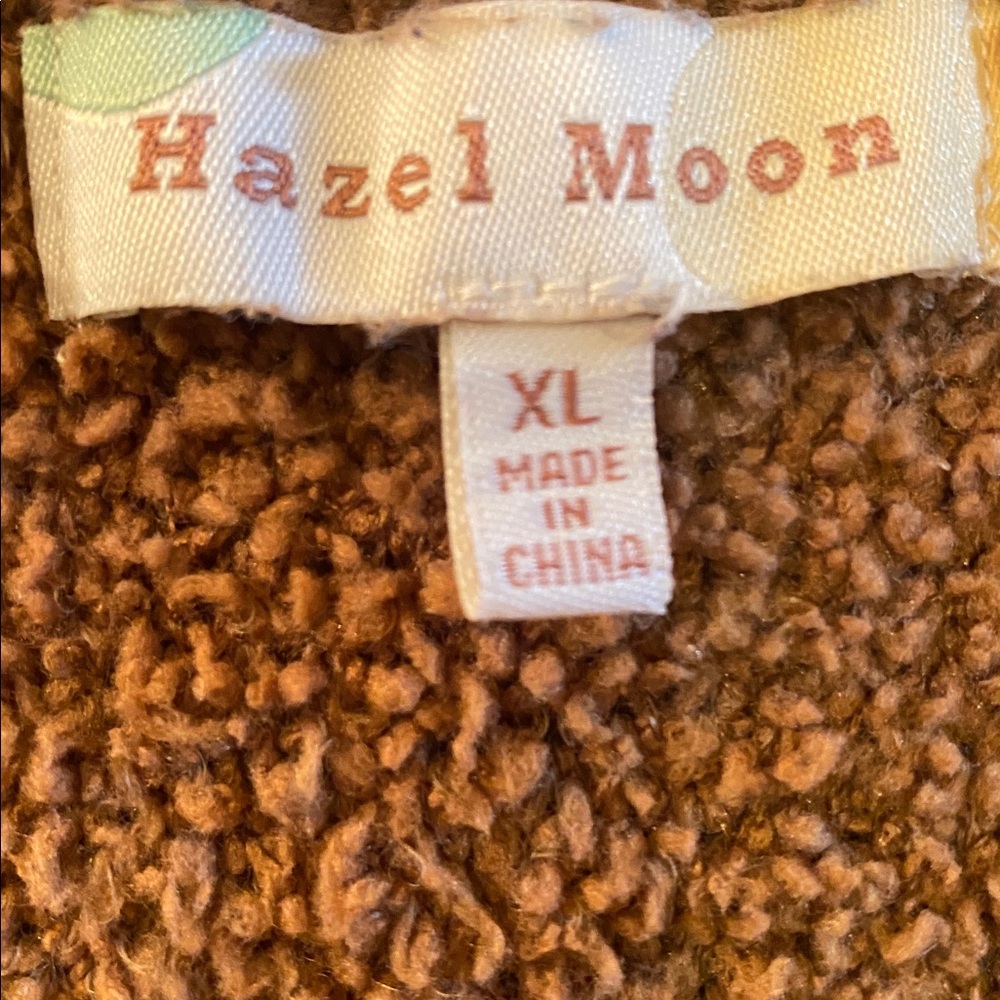 Hazel Moon Teddy Bear Brown Cozy V-Neck Sweater - Picture 9 of 10